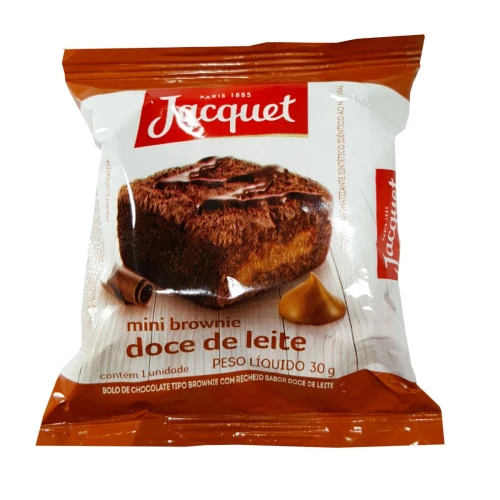 MINI BROWNIE COM RECHEIO DE DOCE DE LEITE JACQUET PACOTE 30G