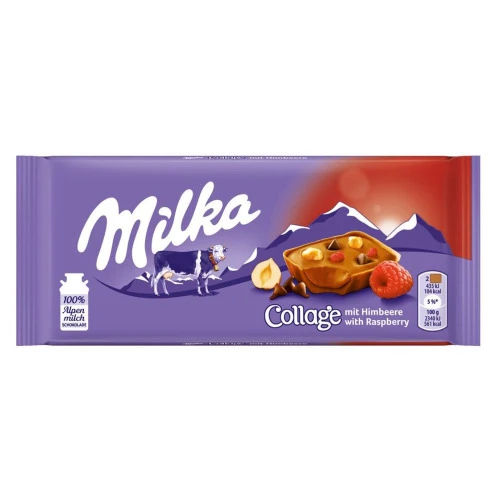 CHOC MILKA 93G COLLAGE RASPBERRY
