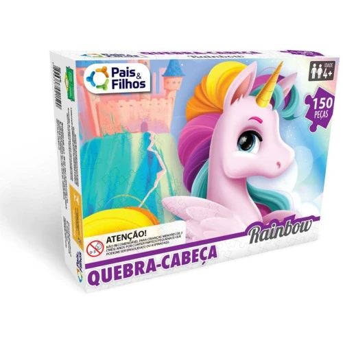 QUEBRA-CABECA CARTONADO UNICORNIO RAINBOW 150 PECAS