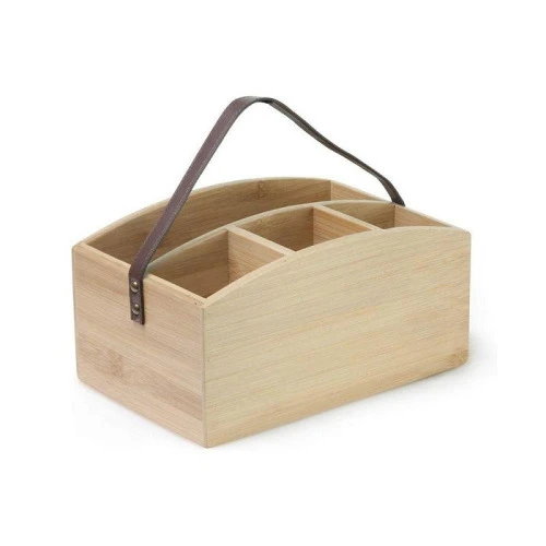 PORTA TALHERES EM BAMBU COM ALÇA EM COURO  ECOKITCHEN - MIMO STYLE