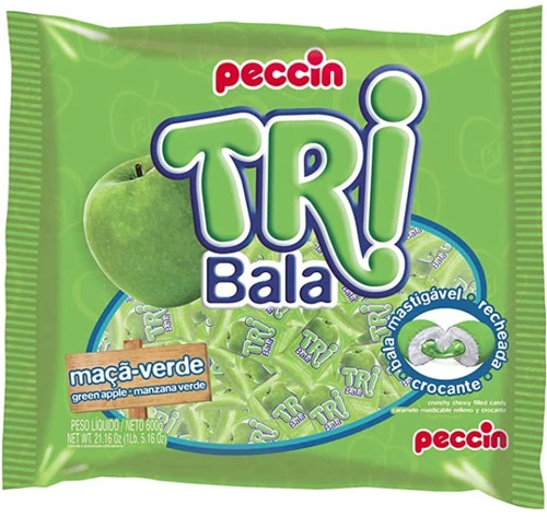 BALA TRIBALA RECHEADA MAÇA VERDE 500G PECCIN