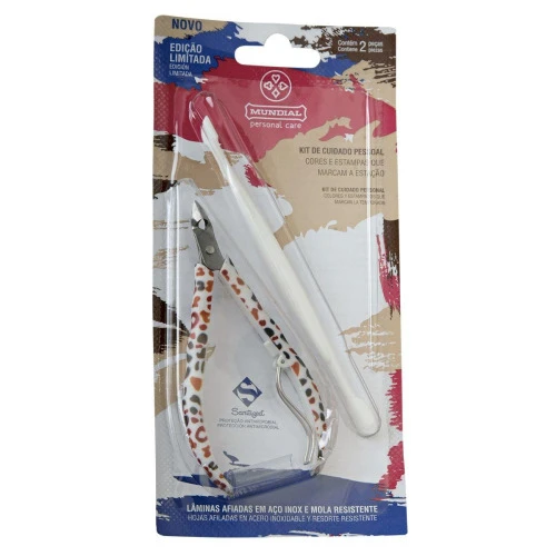 KIT ALICATE PARA CUTICULAS MUNDIAL COM ESPÁTULA
