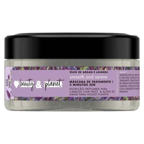 MÁSCARA DE TRATAMENTO LOVE BEAUTY AND PLANET SMOOTH AND SERENE ÓLEO DE ARGAN E LAVANDA 190G