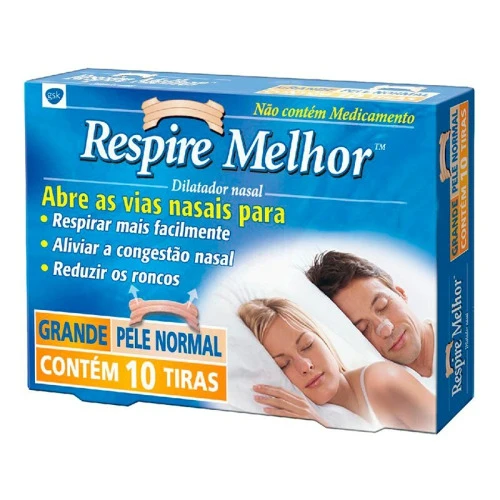 RESPIRE MELHOR DILATADOR NASAL PARA PELE NORMAL TAMANHO G 10 TIRAS