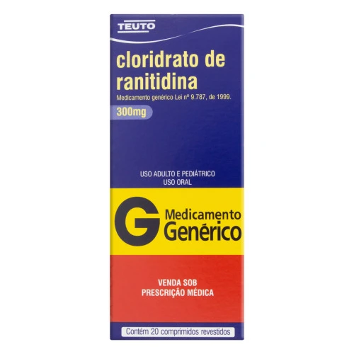 CLORIDRATO DE RANITIDINA 300MG TEUTO CAIXA 20 COMPRIMIDOS REVESTIDOS