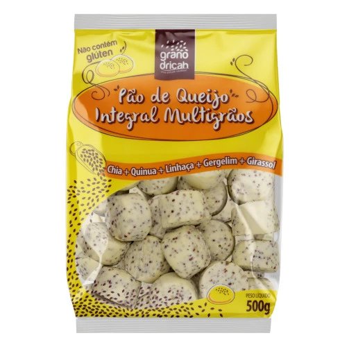 PÃO DE QUEIJO CONGELADO INTEGRAL MULTIGRÃOS GRANO DRICAH PACOTE 500G