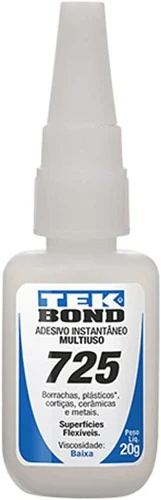 ADESIVO INSTANTÂNEO 725 20G BICO ANTI ENTUPIMENTO BLISTER COM 1 UNIDADE