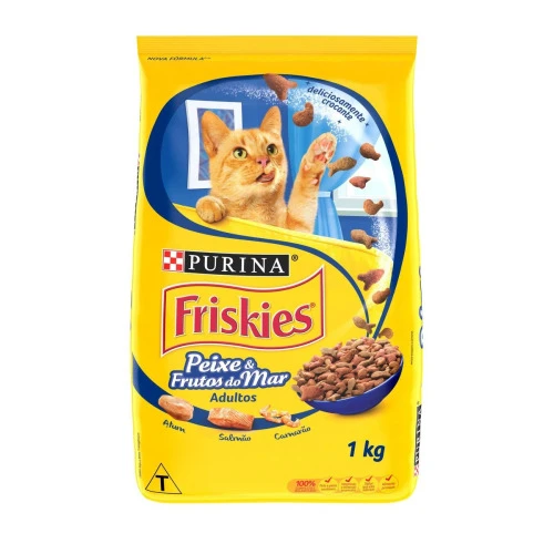 NESTLÉ® PURINA® FRISKIES® RAÇÃO SECA PARA GATOS ADULTOS PEIXE E FRUTOS DO MAR 1KG