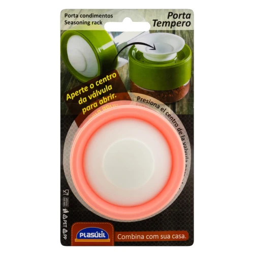 PORTA TEMPERO COM VÁLVULA ROSA QUARTZO 350ML PLASÁTIL