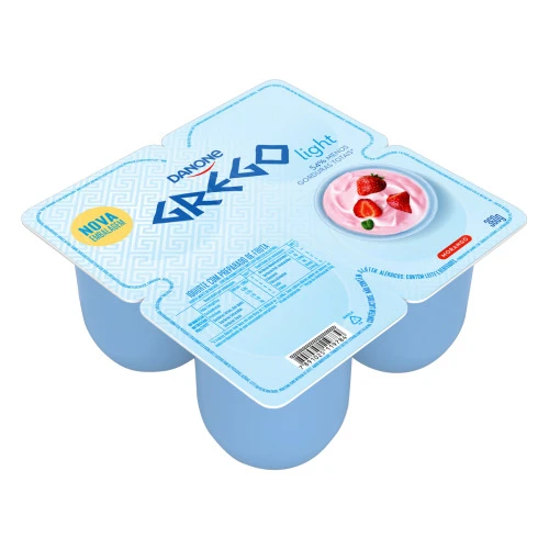 IOGURTE GREGO DANONE MORANGO LIGHT 360G 4 UNIDADES