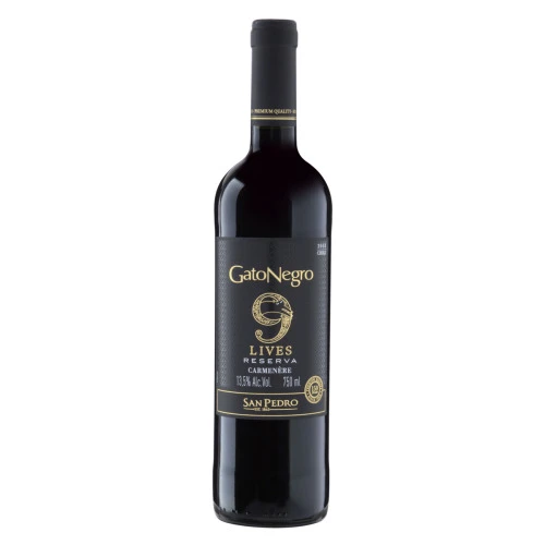 VINHO CHILENO TINTO SECO RESERVA 9 LIVES GATO NEGRO CARMÉNÈRE GARRAFA 750ML
