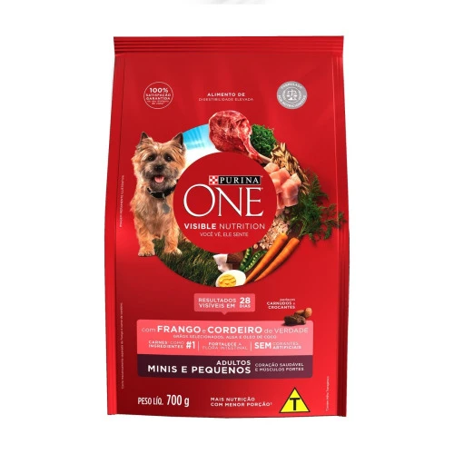 NESTLÉ® PURINA® ONE® RAÇÃO SECA PARA CÃES ADULTOS MINIS E PEQUENOS FRANGO E CORDEIRO 700G
