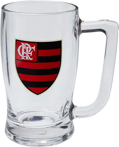 CANECA VIDRO FLAMENGO TIMES DE FUTEBOL TRANSPARENTE