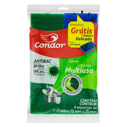 ESPONJA MULTIUSO CONDOR 4 UNIDADES GRÁTIS 1 ESPONJA DELICADA
