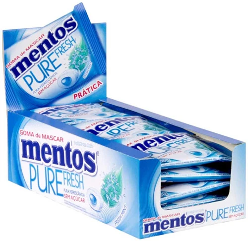 GOMA DE MASCAR MENTOS PURE FRESH MINT COM 15 PERFETTI