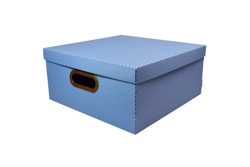 CAIXA ORGANIZADORA COM TAMPA LINHO AZUL 16X35CM
