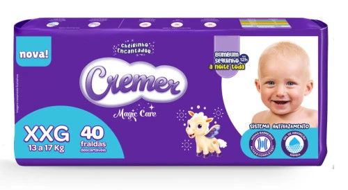 FRALDA DESCARTÁVEL INFANTIL CREMER MAGIC CARE XXG PACOTE 40 UNIDADES