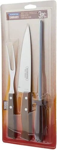 JOGO PARA CHURRASCO 3 PEÇAS TRAMONTINA CASTANHO