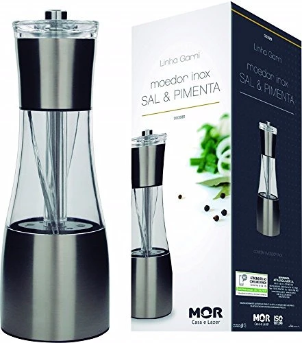 MOEDOR PARA SAL E PIMENTA AÇO INOX 2 DIVISÓRIAS TEMPERO CONDIMENTOS TRITURADOR GARNI MR8 3981