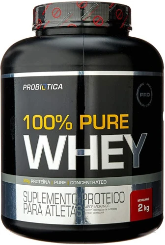 100% PURE WHEY (2KG) SABOR MORANGO PROBIÓTICA