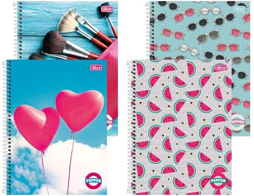 CADERNO UNIVERSITÁRIO ESPIRAL CAPA DURA 160 FLS ESTAMPA SORTIDA FEMININO PEPPER 1 UN TILIBRA