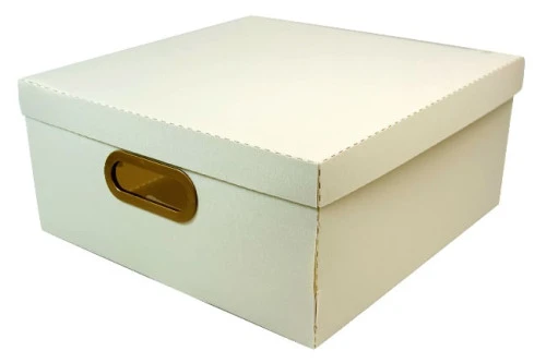 CAIXA ORGANIZADORA COM TAMPA LINHO CINZA 16X35CM