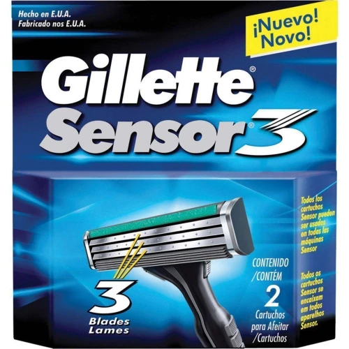 CARGA GILLETTE SENSOR 3 COM 2 UNIDADES