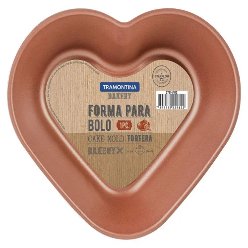 FORMA BOLO TRAMONTINA BACKERY 24CM ALUMÍNIO CINZA CORAÇÃO