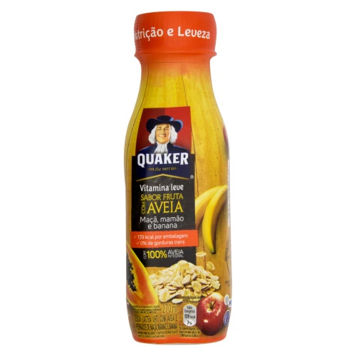 BEBIDA LÁCTEA UHT FRUTAS COM AVEIA QUAKER FRASCO 270ML
