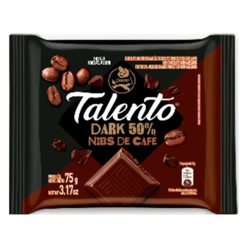 CHOCOLATE DARK 50 CACAU CAFÉ GAROTO TALENTO PACOTE 75G