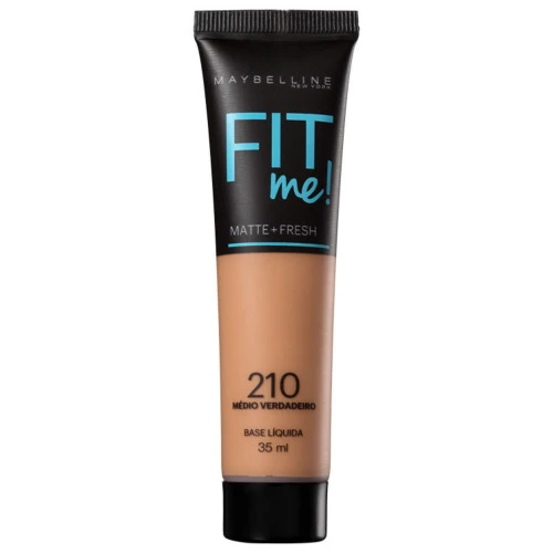 BASE LÍQUIDA MAYBELLINE FIT ME OIL FREE 210 MÉDIO VERDADEIRO 35ML