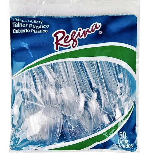 COLHER DE PLÁSTICO REFEIÇÃO CRISTAL COM 50 UNIDADES REGINA FESTAS
