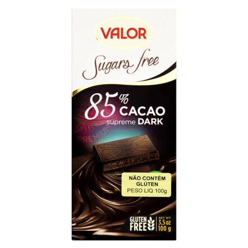 CHOCOLATE AMARGO 85 CACAU ZERO AÇÚCAR VALOR CAIXA 100G