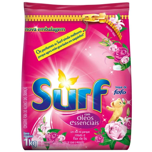 LAVA ROUPAS EM PÓ SURF ROSAS E FLOR DE LIS 1KG