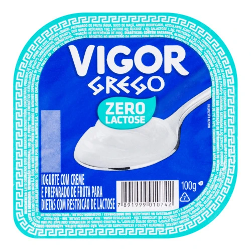 IOGURTE GREGO ZERO LACTOSE VIGOR POTE 100G