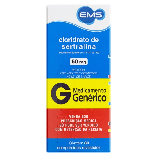CLORIDRATO DE SERTRALINA 50MG EMS CAIXA 30 COMPRIMIDOS REVESTIDOS