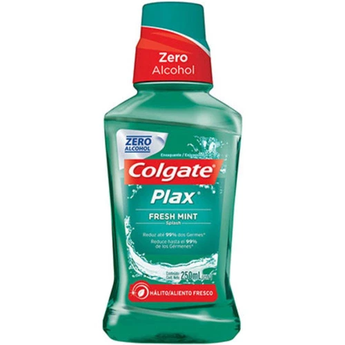 ENXAGUANTE BUCAL ANTICÁRIE ZERO ÁLCOOL FRESH MINT COLGATE PLAX FRASCO 250ML