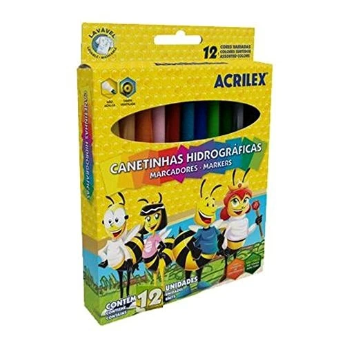 CANETINHA HIDROGRÁFICA ACRILEX 12 CORES