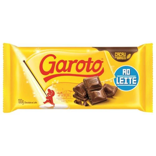 CHOCOLATE AO LEITE GAROTO PACOTE 90G