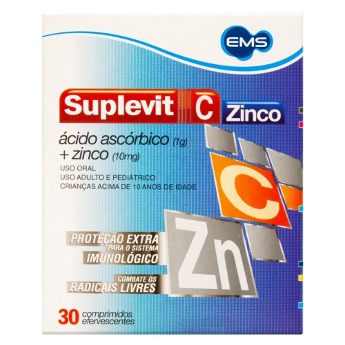 SUPLEVIT C ZINCO EMS CAIXA 30 COMPRIMIDOS EFERVESCENTES
