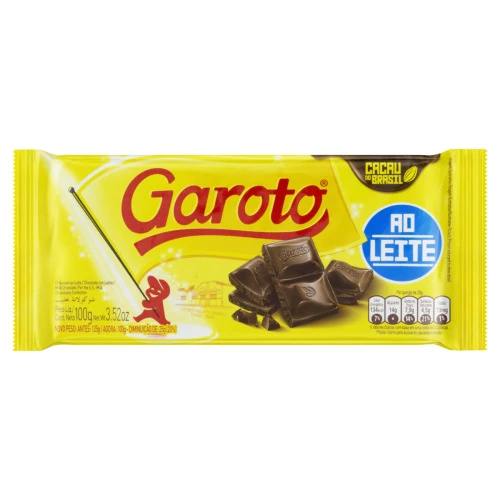 CHOCOLATE AO LEITE GAROTO PACOTE 100G