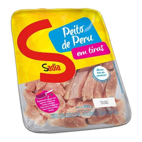 PEITO DE PERU CONGELADO EM TIRAS SEM PELE SEM OSSO SADIA 800G