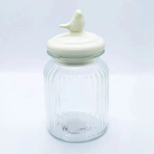 POTE DE VIDRO COM TAMPA DE PASSARINHO 1 LITRO 2522390
