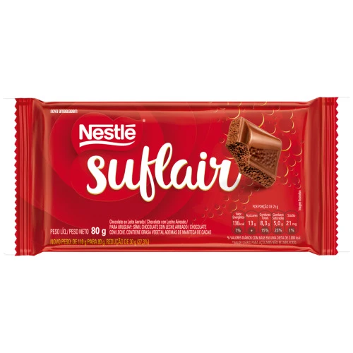 CHOCOLATE AO LEITE AERADO NESTLÉ SUFLAIR PACOTE 80G