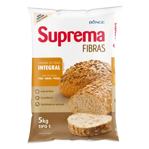 FARINHA DE TRIGO INTEGRAL SUPREMA FIBRAS PACOTE 5KG