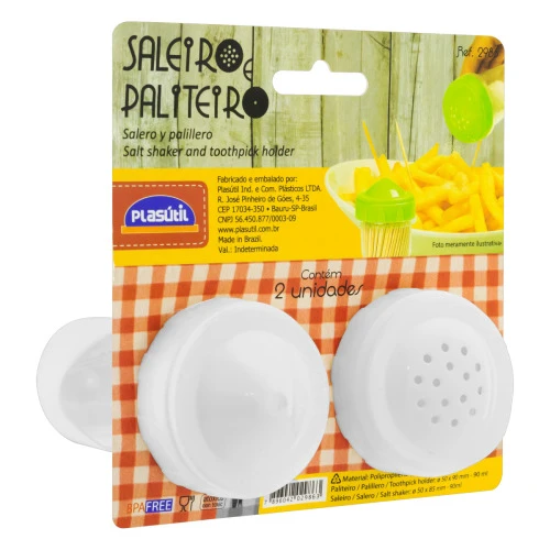 CONJUNTO SALEIRO E PALITEIRO 90ML PLASÁTIL CLIC