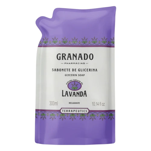 SABONETE LÍQUIDO DE GLICERINA LAVANDA GRANADO TERRAPEUTICS SACHÊ 300ML REFIL