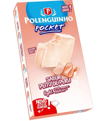 QUEIJO PROCESSADO UHT PEITO DE PERU LIGHT POLENGUINHO 68G 4 UNIDADES