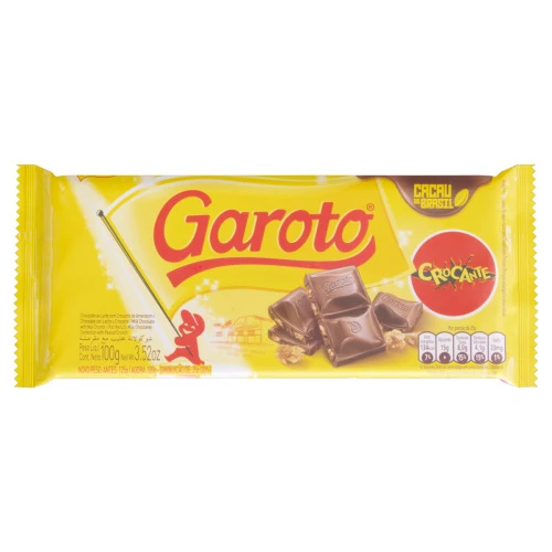CHOCOLATE AO LEITE COM CROCANTE DE AMENDOIM GAROTO PACOTE 100G