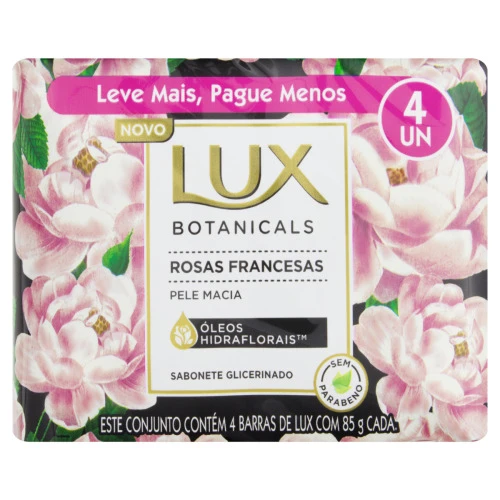 SABONETE EM BARRA GLICERINADO ROSAS FRANCESAS LUX BOTANICALS ENVOLTÓRIO 85G